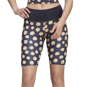 ADIDAS FARM RIO Polka Dot Print Bike Shorts high rise size 4X navy and yellow